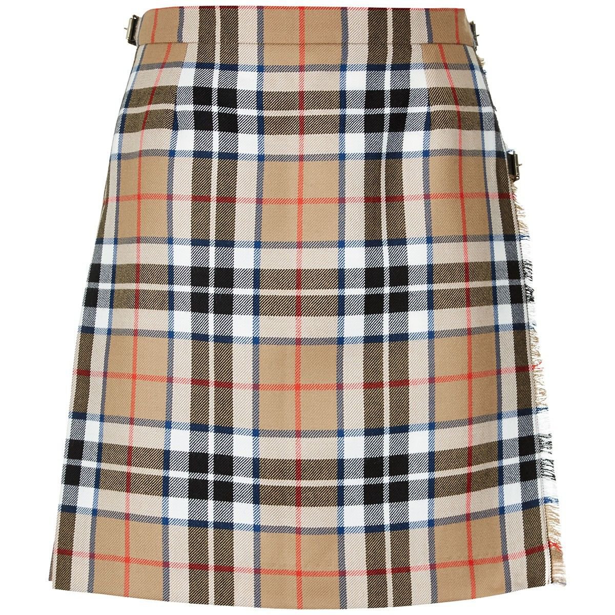 46 Waist New Camel Thompson Ladies Billie Pleated Kilt Knee Length Skirt in Camel Thompson Tartan