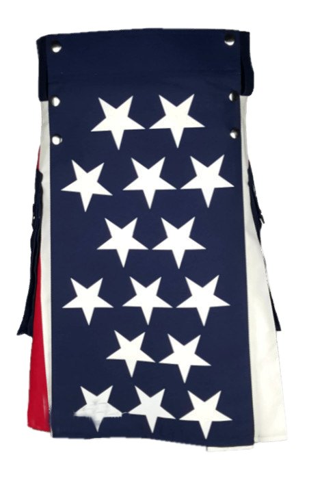 46 Size American USA Flag Hybrid Utility Kilt With Cargo Pockets Fashion Kilt with Custom Patterns