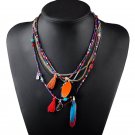 European and American fashion folk style Handmade Beaded Choker Necklace Bohemia feather