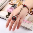 Europe exaggerated retro folk style carved Diamond Ring Bracelet alloy opening integrated Bracelet