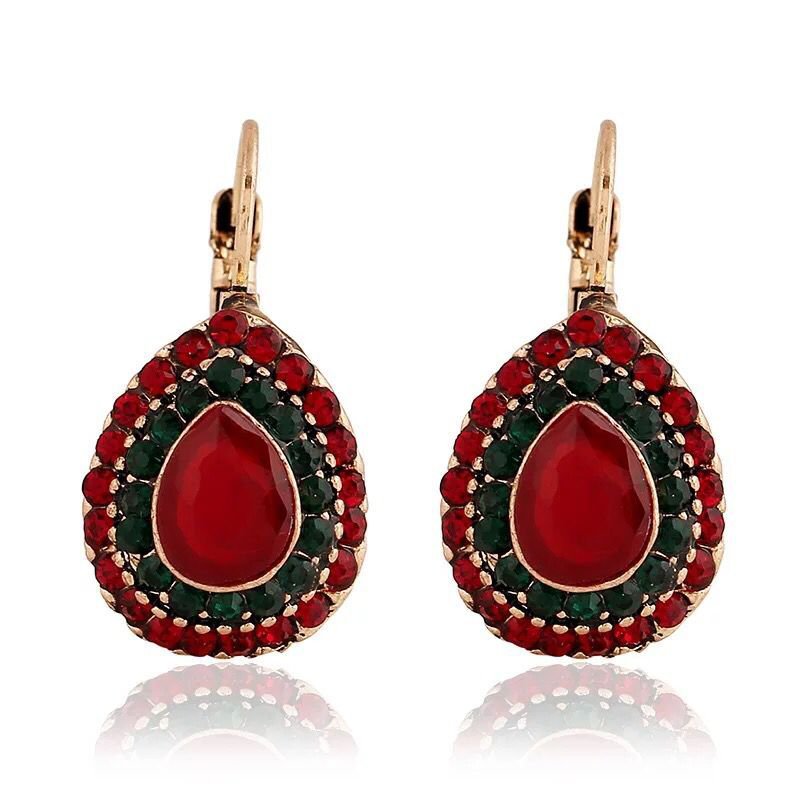 Imitated RUBY EARRINGS Europe retro Earrings Bohemia folk style earrings