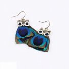 2017 new  personality peacock hair, Owl Earrings, temperament fashion earrings, feather jewelry