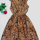 Round neck sleeveless skirt, waist A, Leopard Dress
