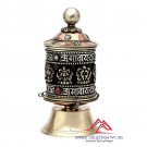 Table Top Copper Brass Tibetan Buddhist 8 Lucky Symbols Prayer Wheel,Dharma wheel