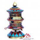 5.5"Tall Buddhist Prayer Wheel-Turquoise Coral Tibetan Top Table Prayer Wheel