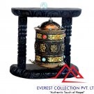 Tibetan Wood Copper Om Mani Padme Hum Wall Hanging Prayer Wheel-8 Auspicious symbols