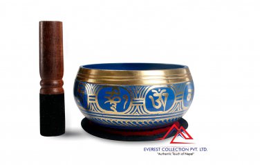 5"Tibetan Buddhist Singing-Color singing bowl, om mani padme hum mantra