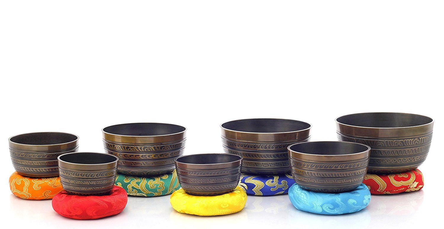 Singing Bowl Set Of 7,Antique~ Hand Hammered Seven