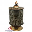 9 inches tall table top prayer wheel-dharma wheel,mantra om mane padme hum-handmade in Nepal