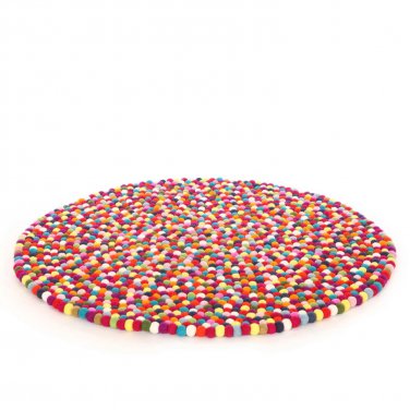 150 cm Diameter multi colored felt ball rug- Handmade in Nepal
