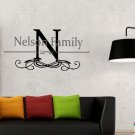 Family name tag with central initial letter and under swirl Small 13x13(inch)