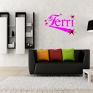 Custom girl name tag with stars and long swoop Large 20x20(inch)