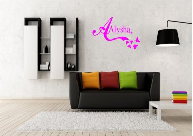 Custom girl name tag with butterflies Small 13x13(inch)