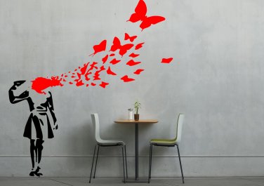 Banksy Girl Shooting Herself Into Butterflies X-Large