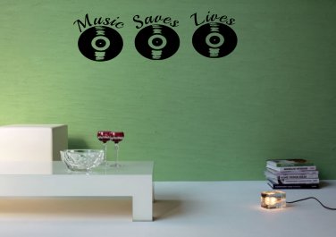 Music Saves Lives Vinyl Disk Wall Art Large