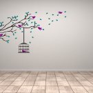 Tree Branch with Birds and Bird Cage Medium