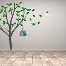 Tree with Bird Cage and Birds blowing in wind Large