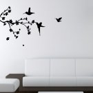 Birds on branch with falling flowers Large 45x23(inch)