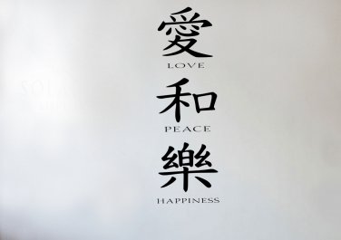 Japanese Slogans Love Peace Happiness Small 15x15(inch)