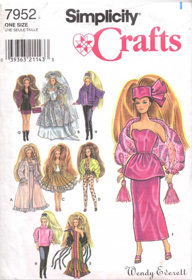 Simplicity Sewing Pattern 7952 Barbie Doll Glamour Outfits Uncut And Unused 2216