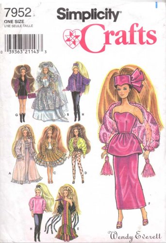 Simplicity Sewing Pattern 7952 Barbie Doll Glamour Outfits Uncut and Unused