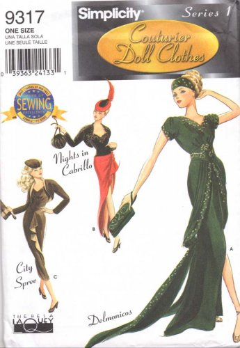Simplicity Sewing Pattern 9317 Couture Doll Outfits for Gene and Tyler Uncut and Unused