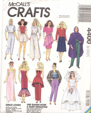 McCall's Sewing Pattern 4400 Barbie Doll Outfits Uncut and Unused