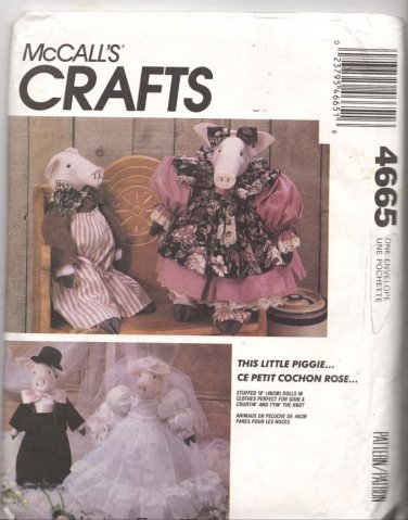 McCall's Sewing Pattern 4665 This Little Piggie Fabric Pigs with Outfits Uncut and Unused