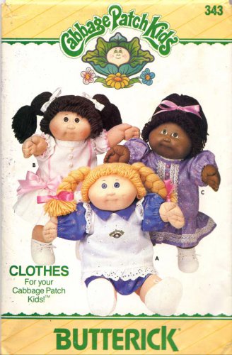Butterick Sewing Pattern 343 Official Cabbage Patch Kids Girls' Outfits Plus Decals Uncut and Unused