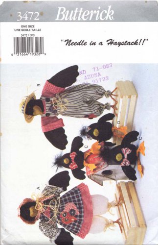 Butterick Sewing Pattern 3472 Something to Crow About Parents and Baby Crows Uncut and Unused