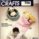 McCall's Sewing Pattern 756 Doll Totes Carrier Sleeping Bag Uncut and Unused