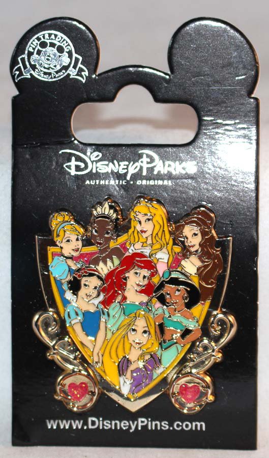 Disney Parks Jeweled Princess Shield Pin 8 Characters