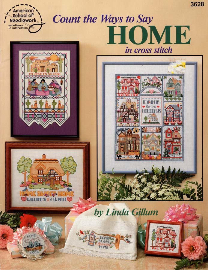 Say home. American School of Needlework. Linda Gillum Cross Stitch. Blue and White Designs in Crossstitch буклет Linda Guillum.