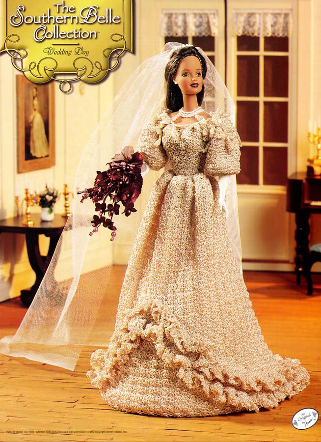 Annie's Attic The Southern Belle Collection Wedding Day Outfit to Crochet for Barbie 1999