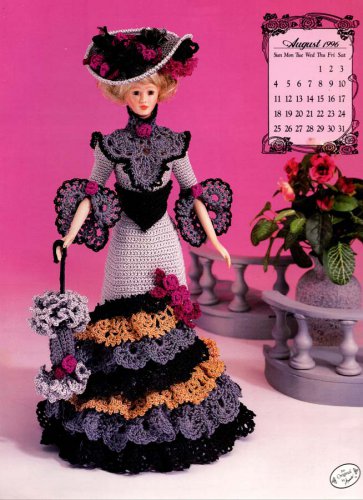 Annie's Attic Calendar Bed Doll Society August 1996 Afternoon Visiting Costume to Crochet for Barbie