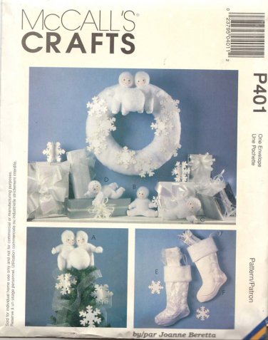 McCall's Sewing Pattern Number P401 Snow Babies 1997 - 7 Projects, Uncut and Unused