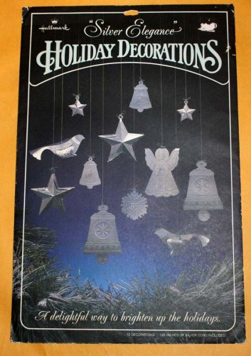 Hallmark Silver Elegance Holiday Decorations - 12 Unused Silver Foil Ornaments to Punch Out/Assemble