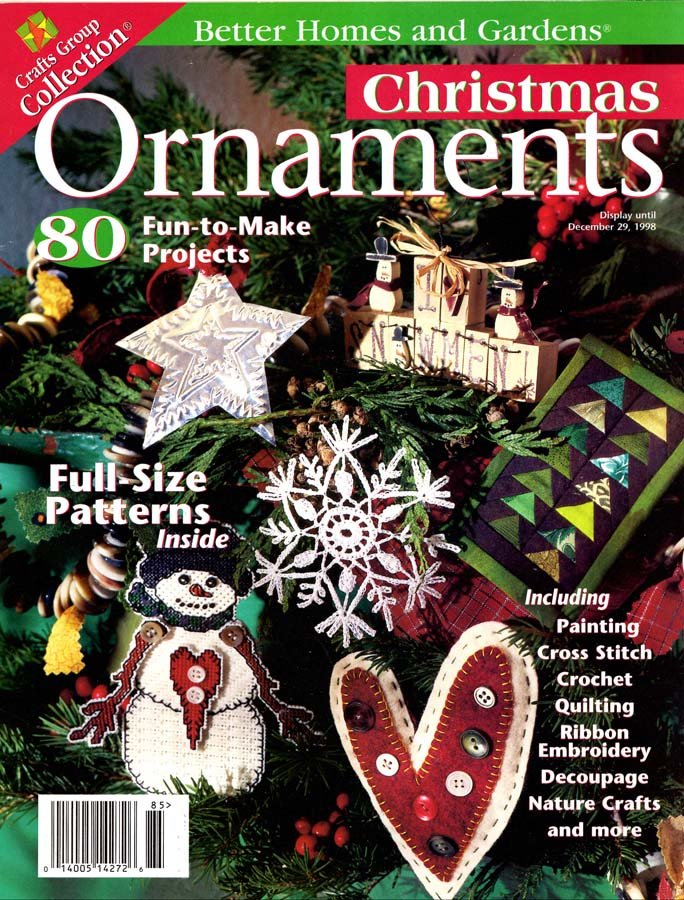 Better Homes and Gardens Christmas Ornaments Magazine 1998 80 Projects