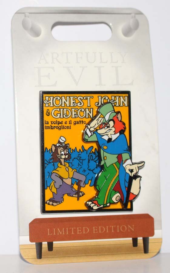 Disney Artfully Evil Pinocchio's Honest John and Gideon Pin Limited Edition 3000