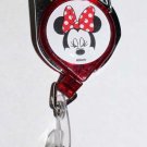 Disney Employee Center Retractable ID Card Clip with Carabiner Clasp Minnie Mouse Face Disney Employee Center Retractable ID Card Clip with Carabiner Clasp Minnie Mouse Face