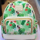 Loungefly Disney Parks Tropical Mickey and Minnie AOP Mini Backpack Bamboo Handle NWT