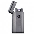 Gunmetal Checkered Dual Arc Electric USB Lighter Rechargeable Plasma Windproof Flameless Cigarette