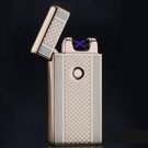 Gold Checkered Dual Arc Electric USB Lighter Rechargeable Plasma Windproof Flameless Cigarette