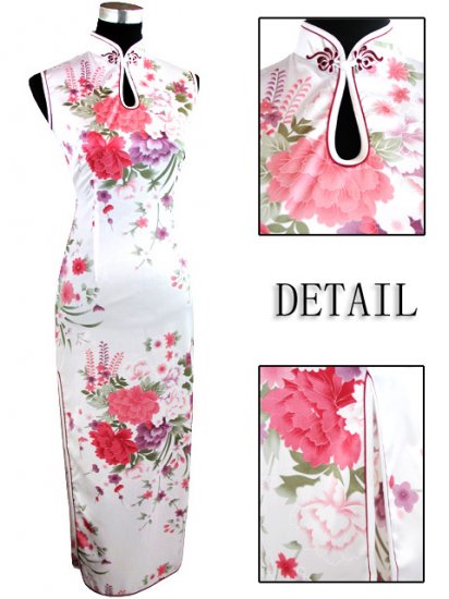 Long Chinese Dress: White and Red