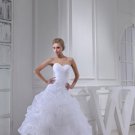 White Fairytale Church Ball Gown Sleeveless Organza Beaded Bridal Gown