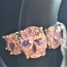 .925 sterling silver pink morganite 3 stone ring