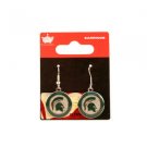 Michigan State Spartans NCAA Round Logo Dangle Earrings New Green MSU Jewelry