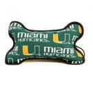 NCAA Hurricanes Dog Toy Bone Shaped Squeak Fabric Chew Toy Miami Pet Green New