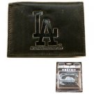 MLB Dodgers Team Black Tri-Fold Leather Wallet Brand Los Angeles City Logo
