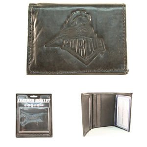 Purdue Boilermakers  Black Tri-Fold Leather Wallet Brand Team New NCAA Big Ten
